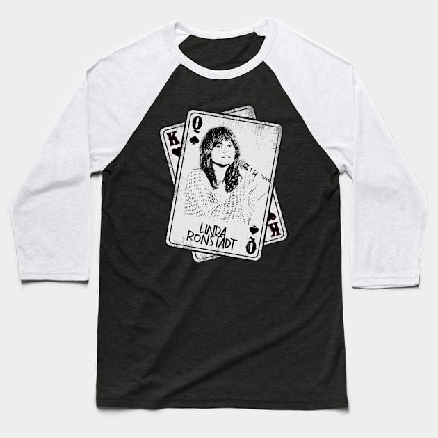 Retro Linda Ronstadt Card Style Baseball T-Shirt by Slepet Anis